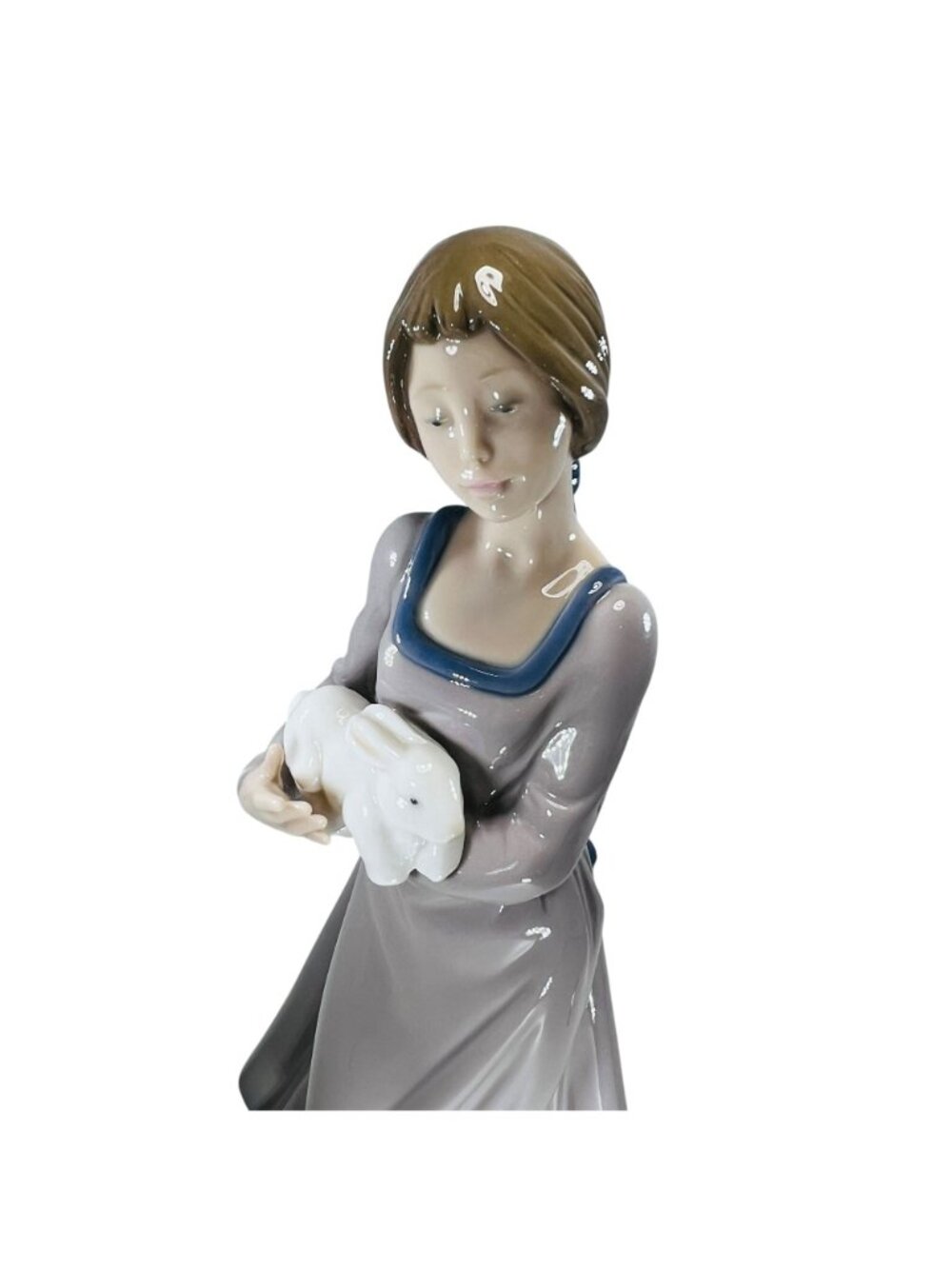 Nao by Lladro Precious Bundle Girl with Bunny Rabbit 1991 Daisa Figurine Spain - Picture 3 of 11